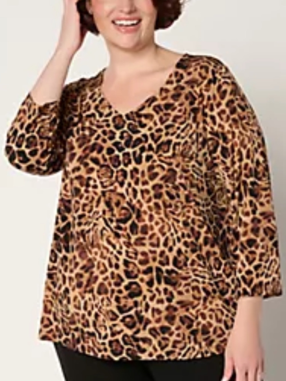 Susan Graver Leopard Print Liquid Knit Top Sz 2X